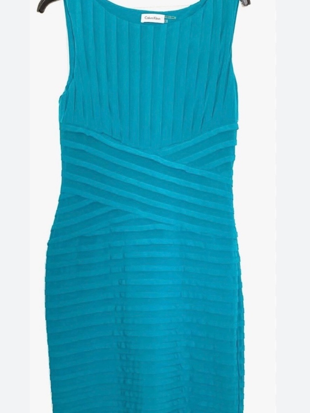 Calvin Klein Teal Textured Midi Sheath Dresssize 12 petite